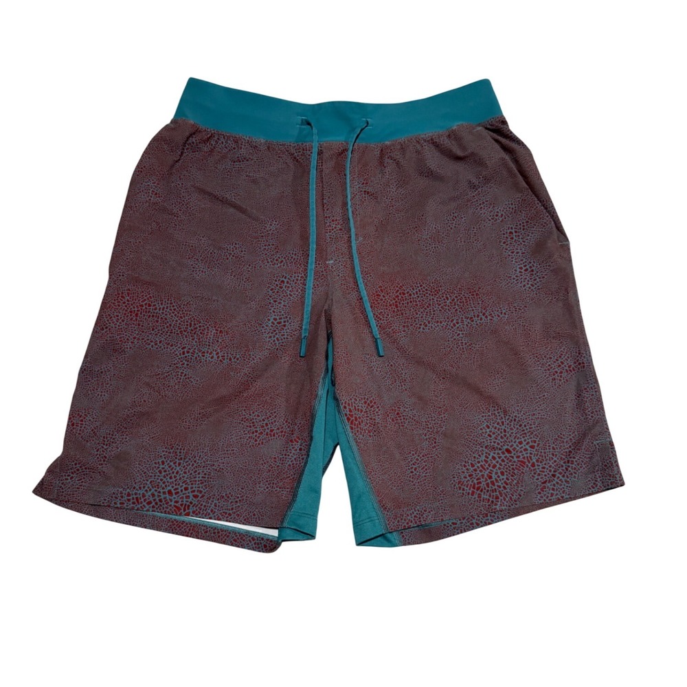Lululemon T.H.E. Linerless Shorts 9" Crackle Glaze Deep Cove Brown Mens Large